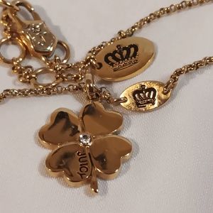 Juicy Couture Green Clover Necklace LOVE Reversible NWT 18” Swarovski Retail 48$